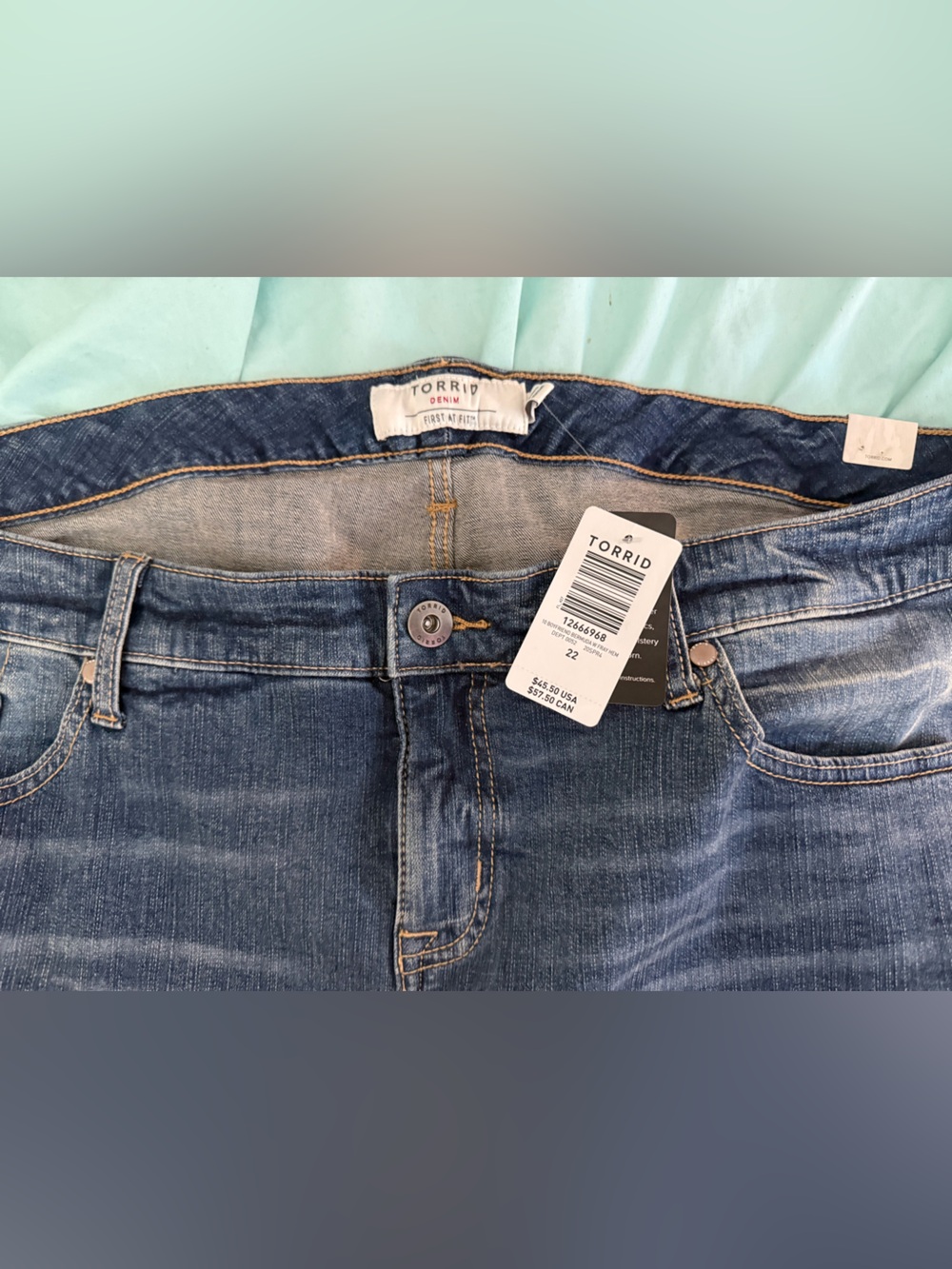 Torrid Dark Blue Relaxed Jeans with Contrast Stitching